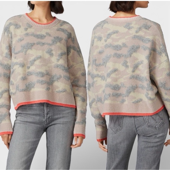 Anthropologie Sweaters - Anthropologie Camouflage Sweater with Coral Trim